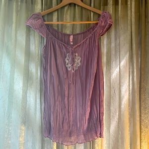 SOLD Xhilaration Purple Crinkle Tan Top with Cap Sleeves